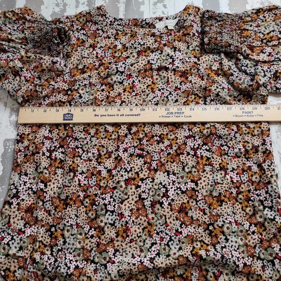 2425 Loft Women's Floral Top with Rouched Sleeves Size Medium - Picture 3 of 6